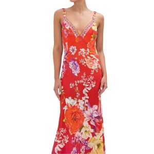 Camilla Silk Kiss and Tell V Neck Full Length Bias Slip Dress size M
